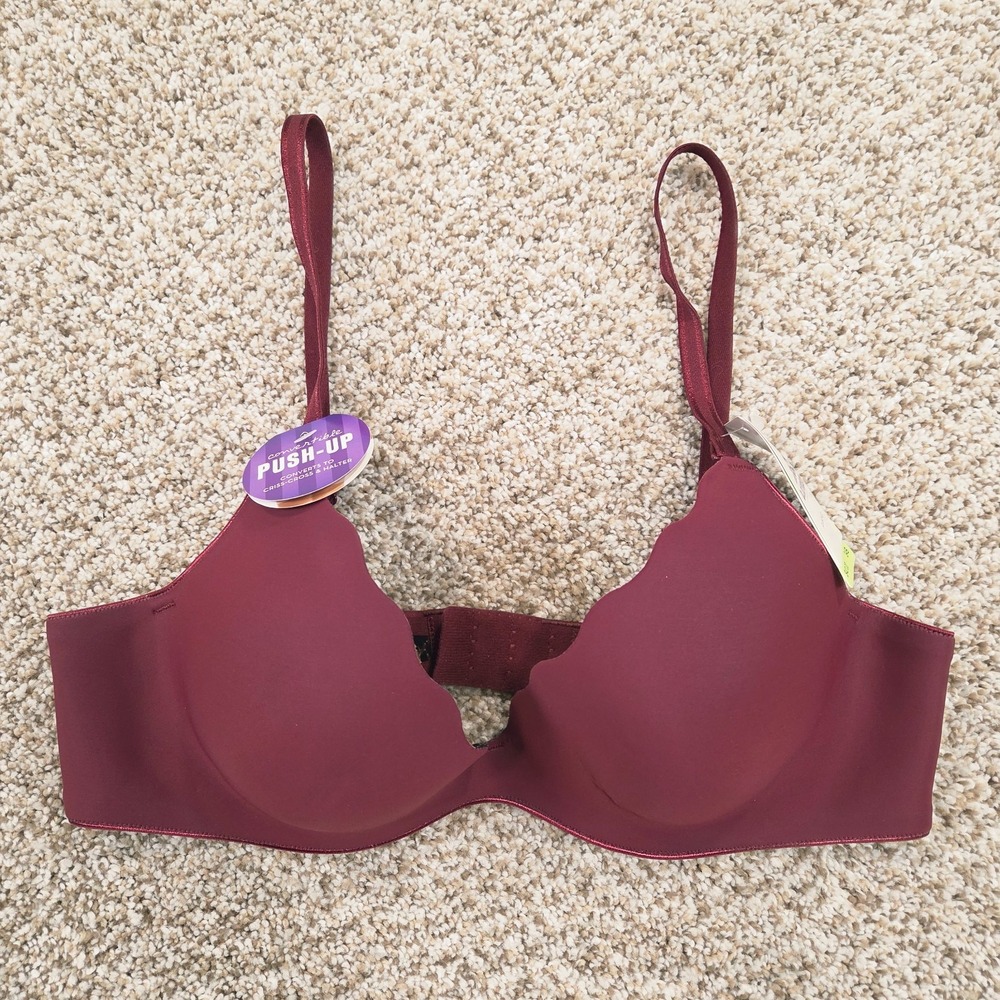 NEW b.tempt'd by Wacoal b.wow'd Push-Up Convertible Bra Maroon Size 34B 958287